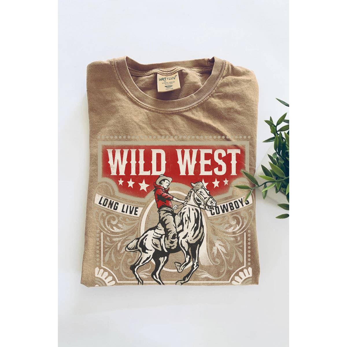 WILD WEST LONG LIVE COWBOYS GRAPHIC TEE - MINERAL TAUPE