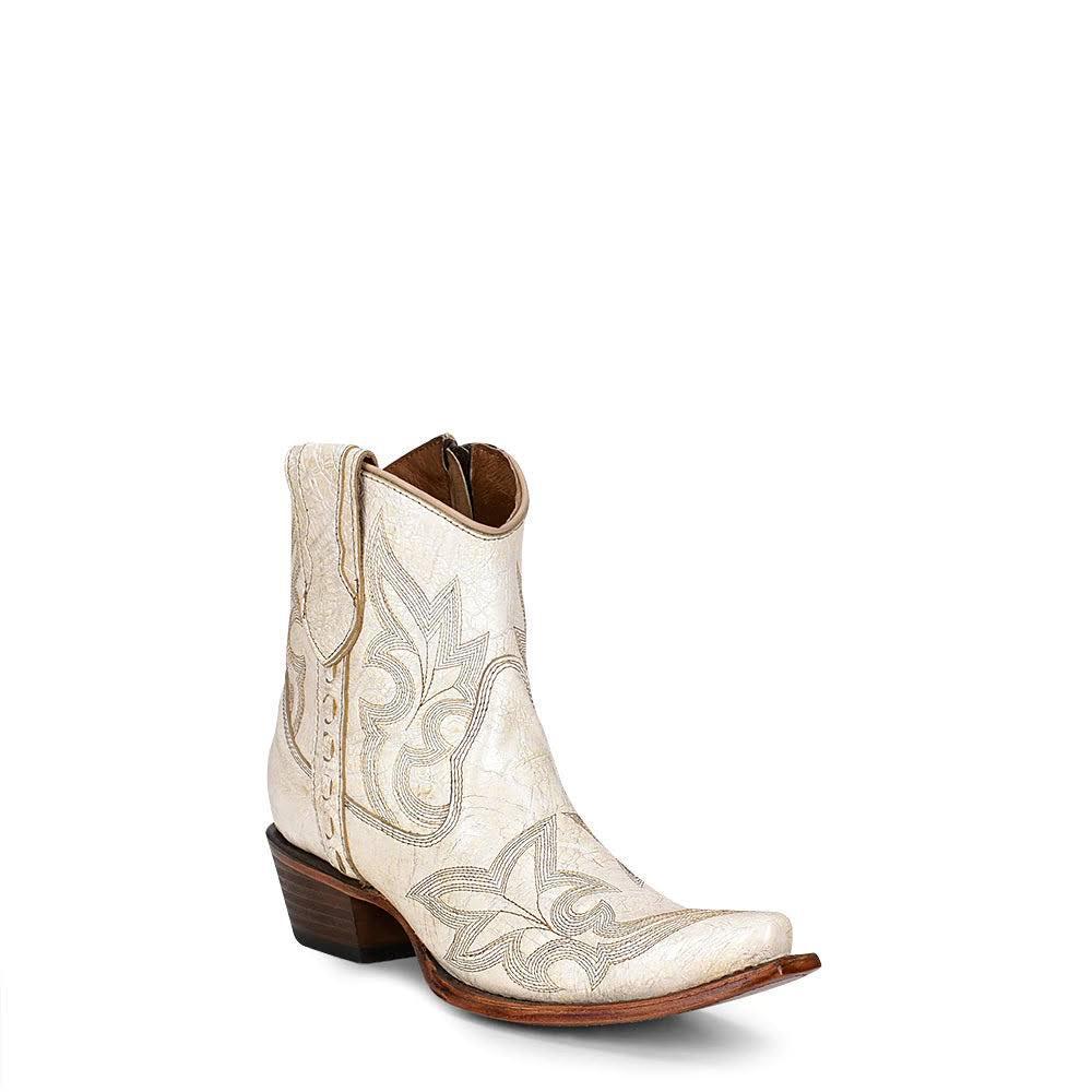LD PEARL EMBROIDERY & ZIPPER ANKLE BOOT - L5916