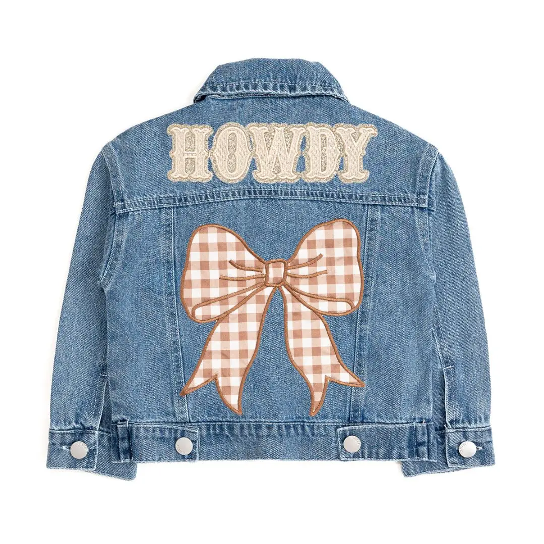 Howdy Gingham Bow Patch Denim Jacket - Western Apparel