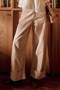 Striped Pattern Cuffed Hem Pants