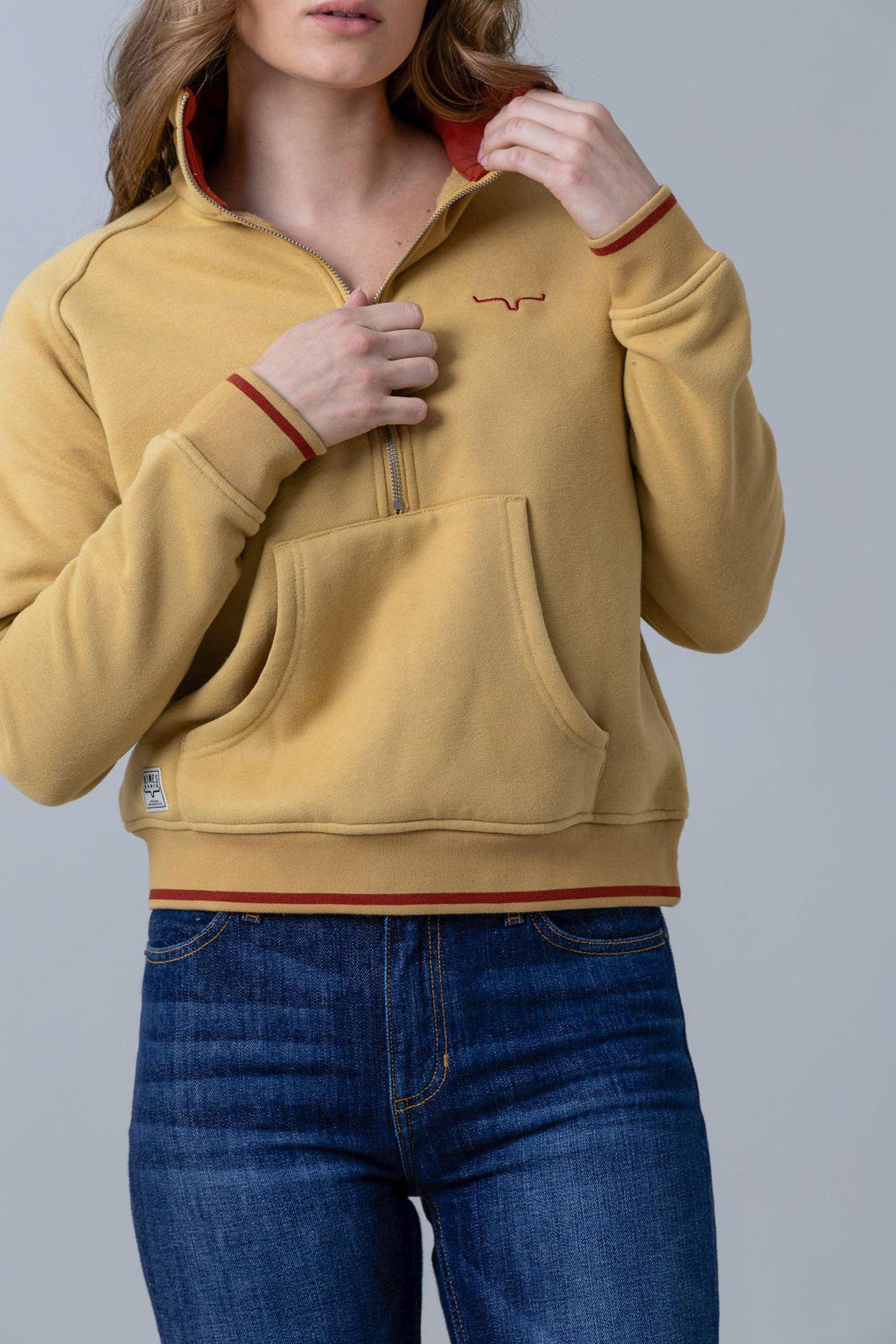 Kimes Women's Malta Cropped Quarter Zip Sweatshirt - Maize