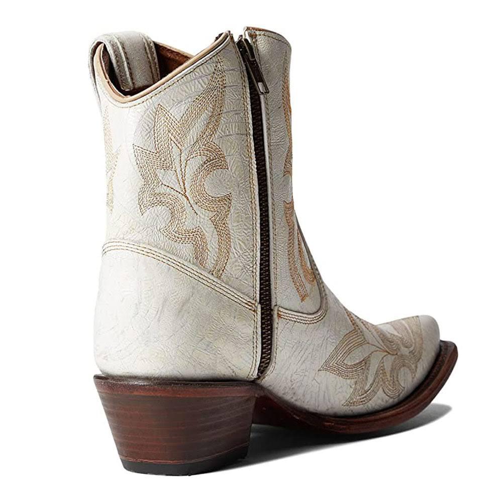 LD PEARL EMBROIDERY & ZIPPER ANKLE BOOT - L5916