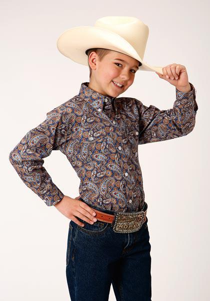 BOYS L/S SHIRT   AMARILLO BTN AC ALLOVER PRINTS  00996 COUNTRY PAISLEY