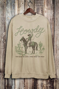 WILD WEST HOWDY COWBOY LONG SLEEVE SWEATSHIRT - MINERAL OATMEAL