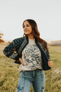 COWBOY TAKE ME AWAY WILD WEST LONG SLEEVE SWEATSHIRT - MINERAL OATMEAL