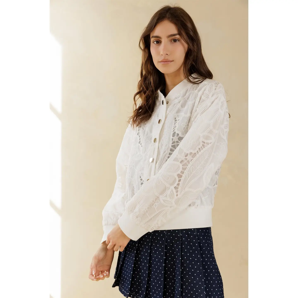 White Floral Bomber Jacket