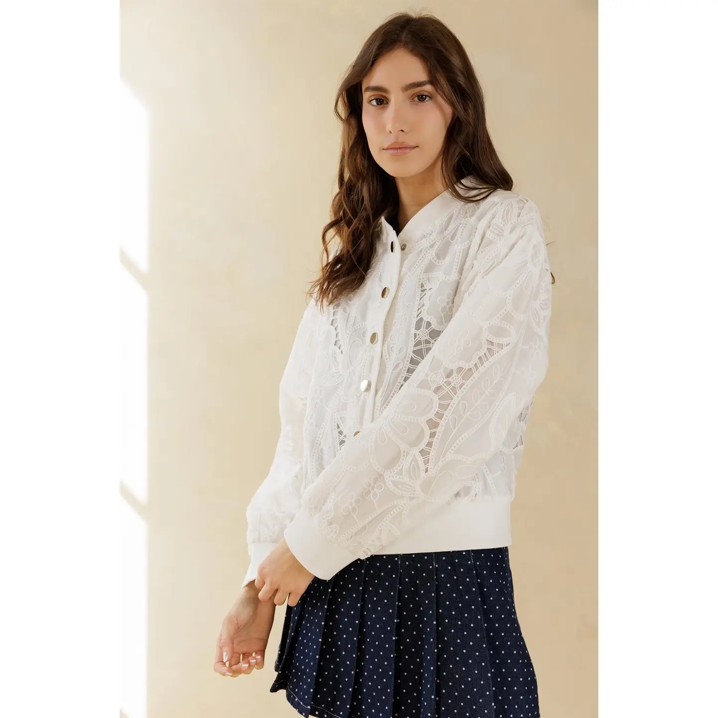 White Floral Bomber Jacket