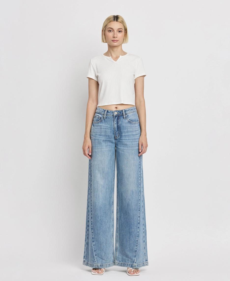 High Rise Seam Detail Wide Leg Jeans | Fulfillment