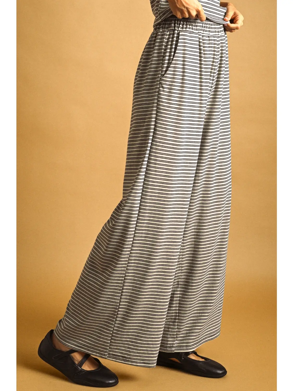 Double Striped Pattern Lounge Pants - STONE