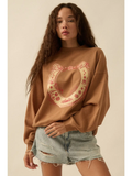 Floral Horseshoe Oversize Thermal Graphic Top