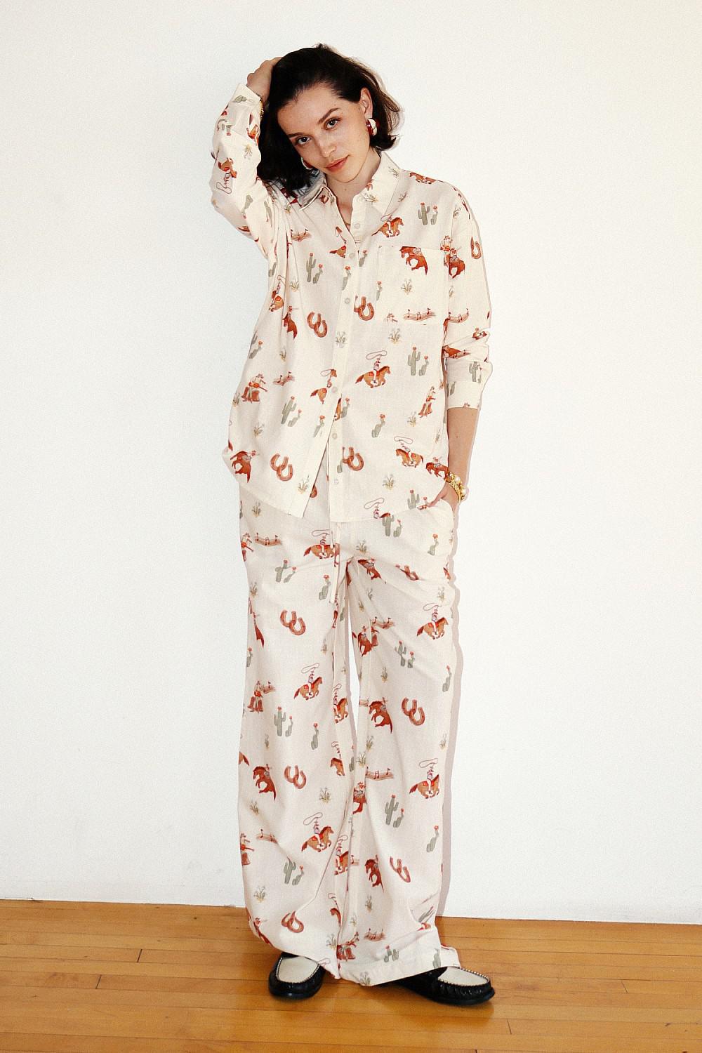 WESTERN PRINT BUTTON-UP TOP