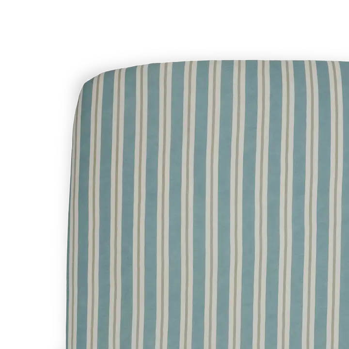 Stretch Knit Crib Sheet - Blue Vintage Stripe