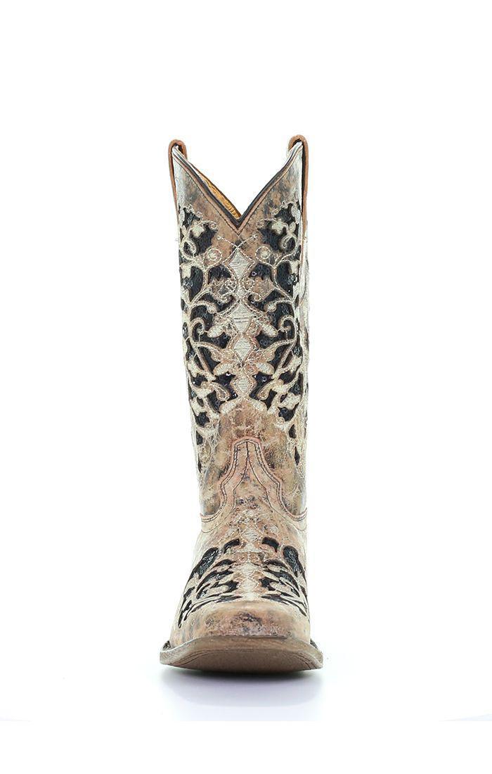 TN BRONZE/BLACK GLITTER INLAY & EMBROIDERY SQ. TOE T0042