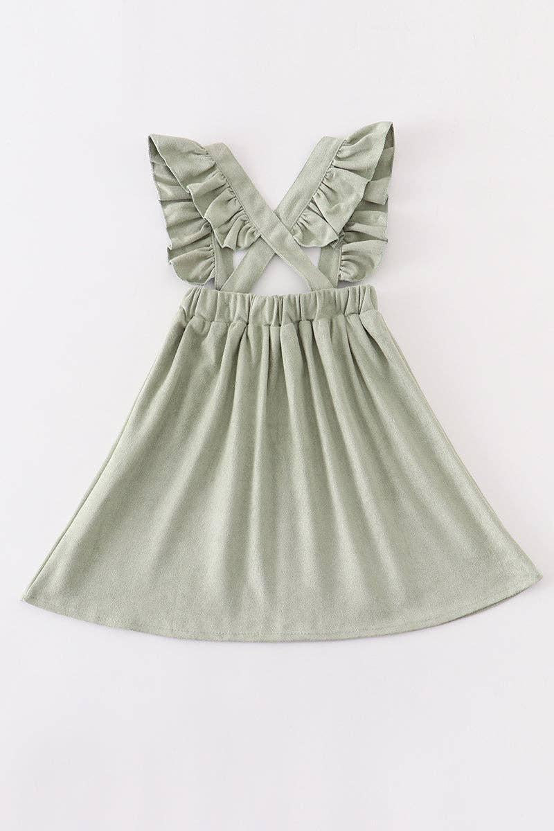 GIRLS SAGE RUFFLE SUSPENDER DRESS