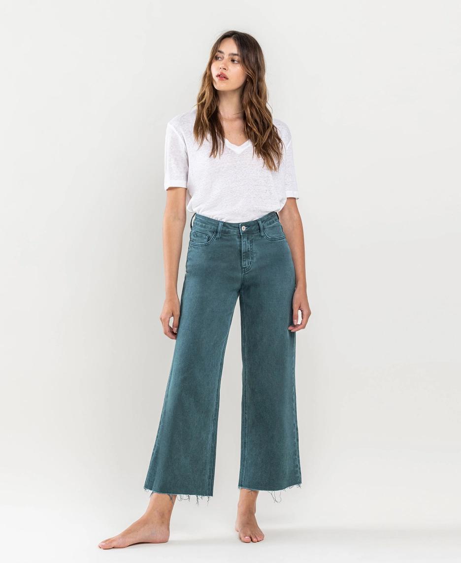 High Rise Crop Wide Leg Jeans - Balsam