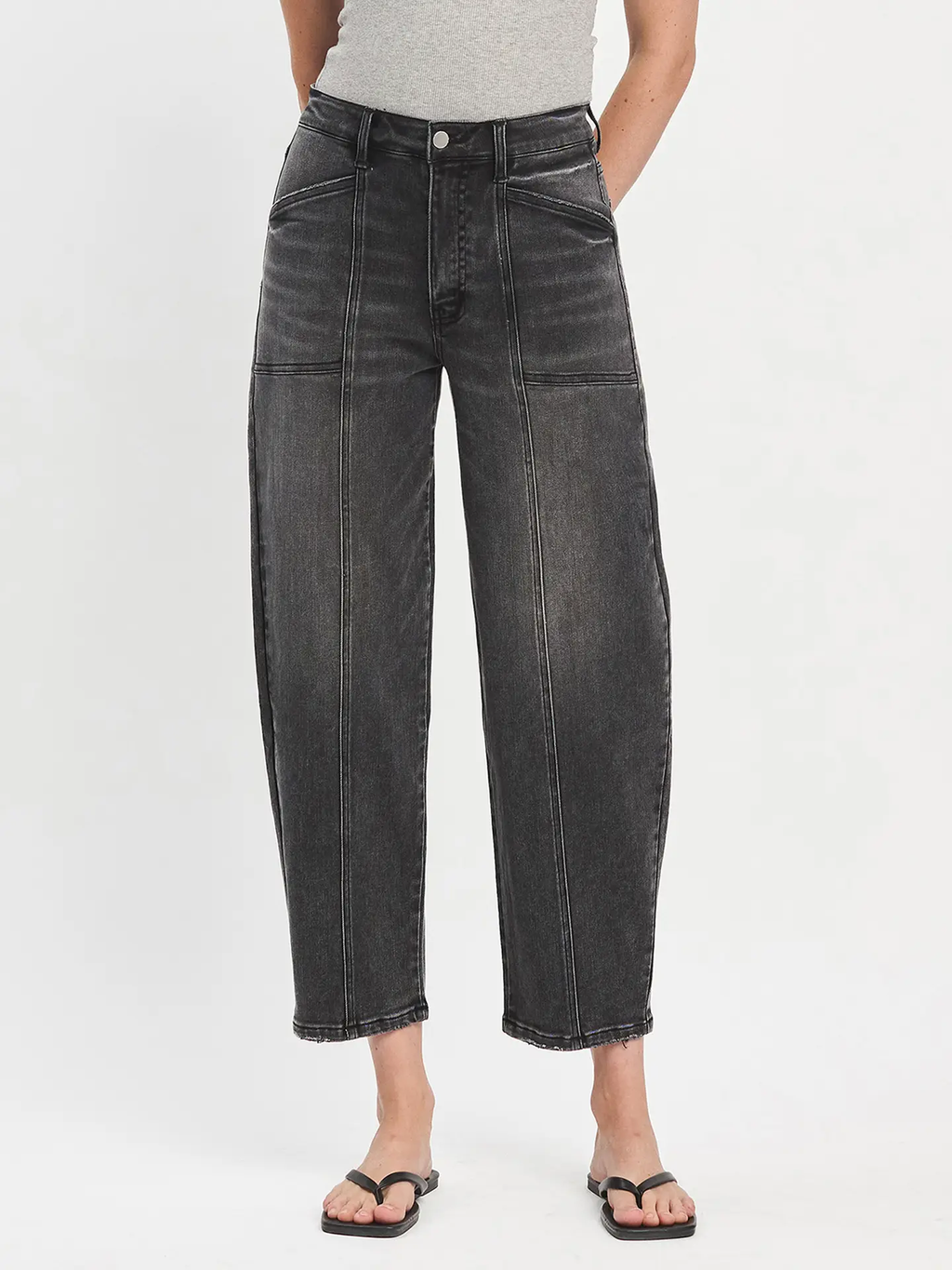 Super High Rise Panel Detail Barrel Jeans | PORTUGAL