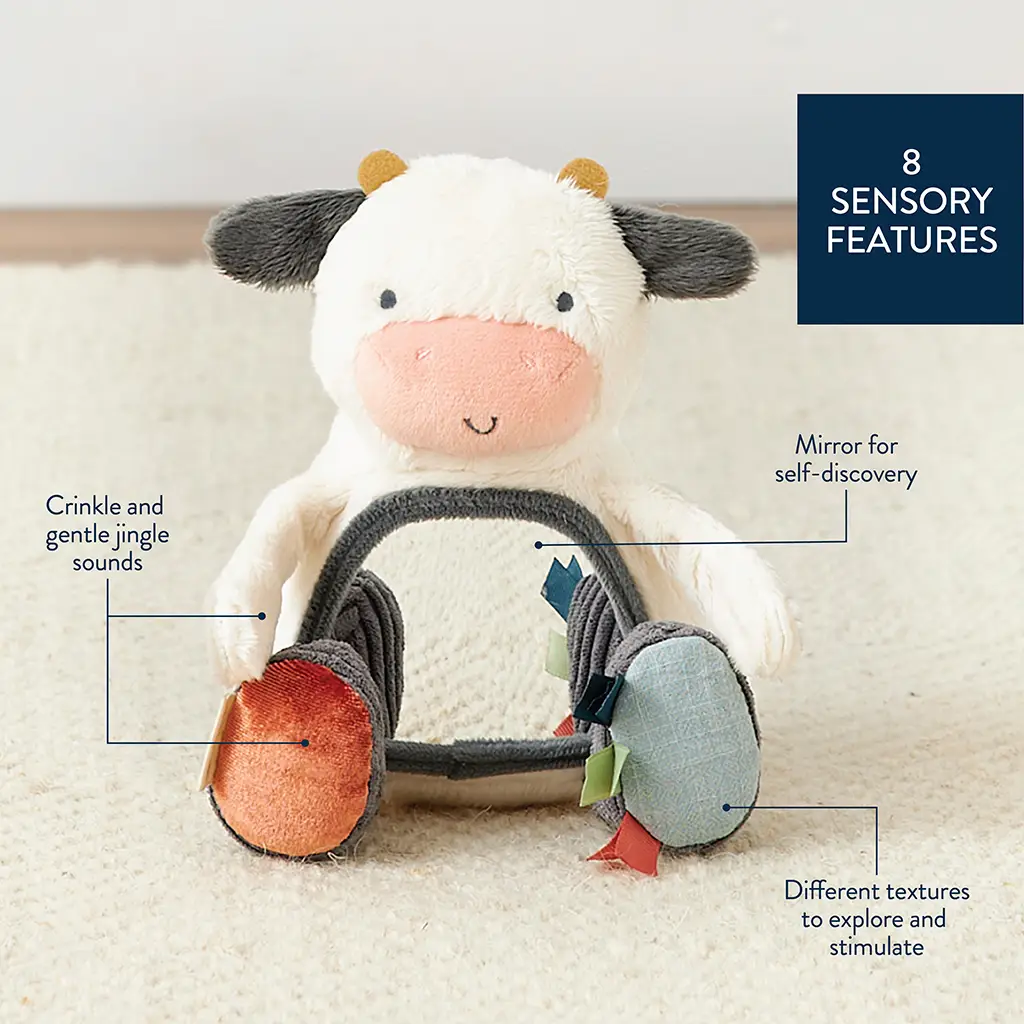 Carmen the Cow - Itzy Bitzy Mirror™ Travel + Tummy Time Toy