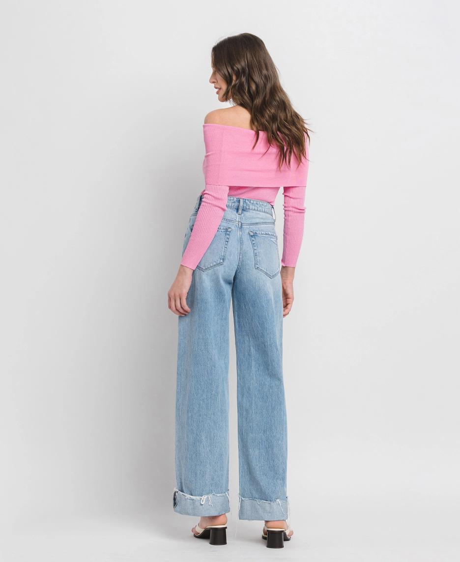 Super High Rise Cuffed Baggy Wide Leg Jeans | Jubilant