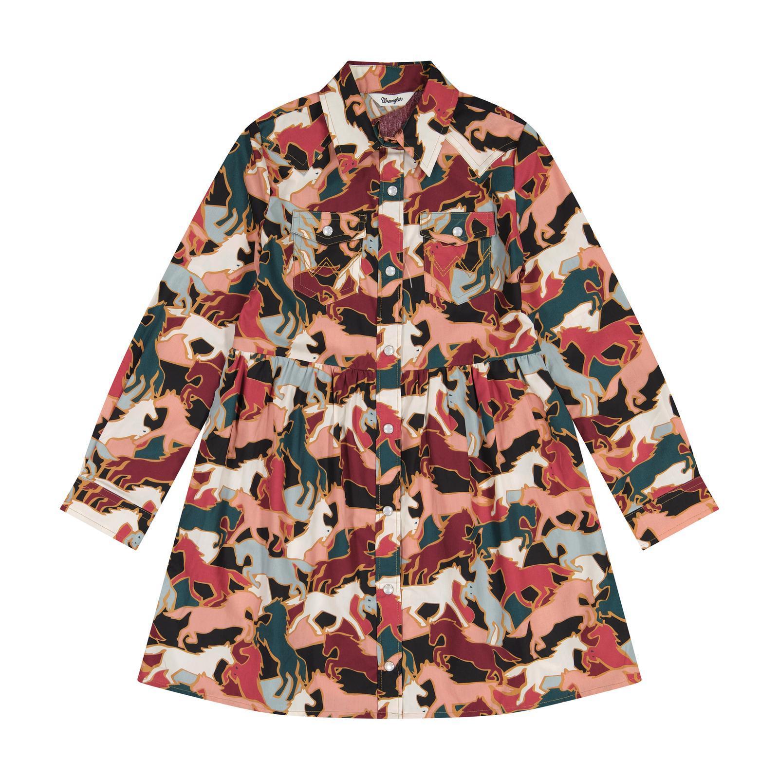 Wrangler® Girls Western Snap Dress - Blue
