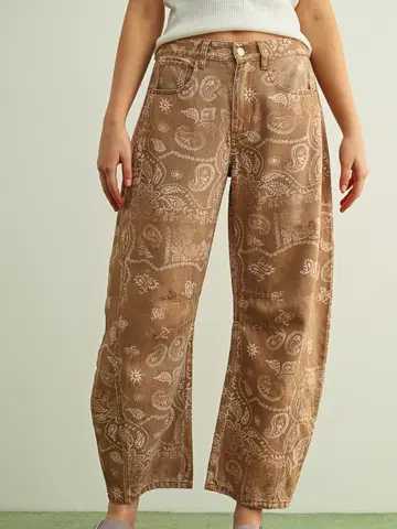 Paisley Print Washed Pants