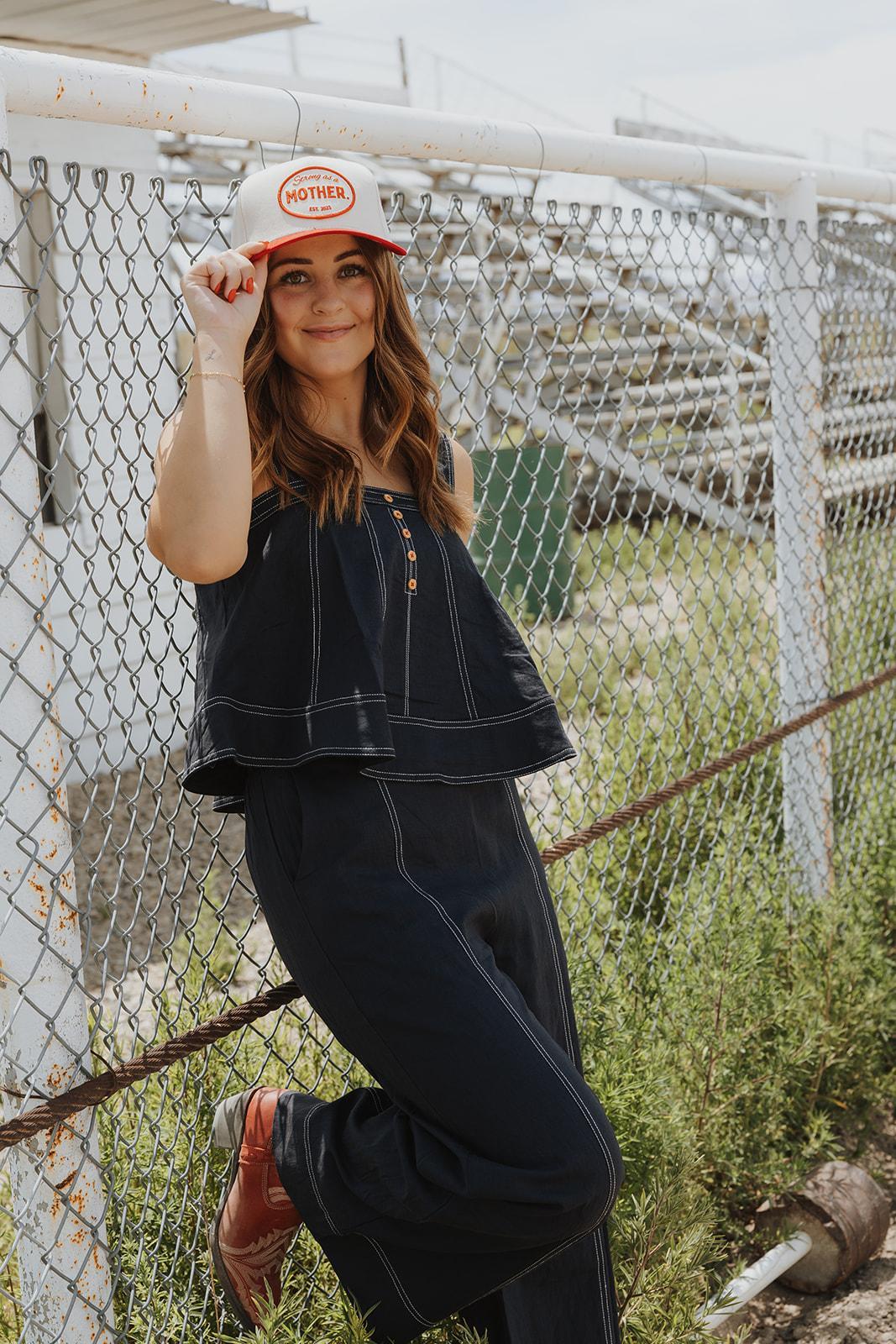 Stitch Detailed Sleeveless Top - Navy