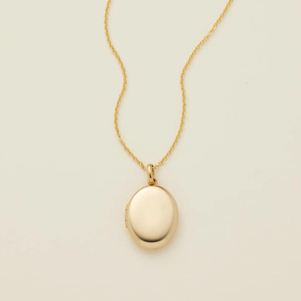 Made By Mary Mini Oval Locket Necklace - Gold