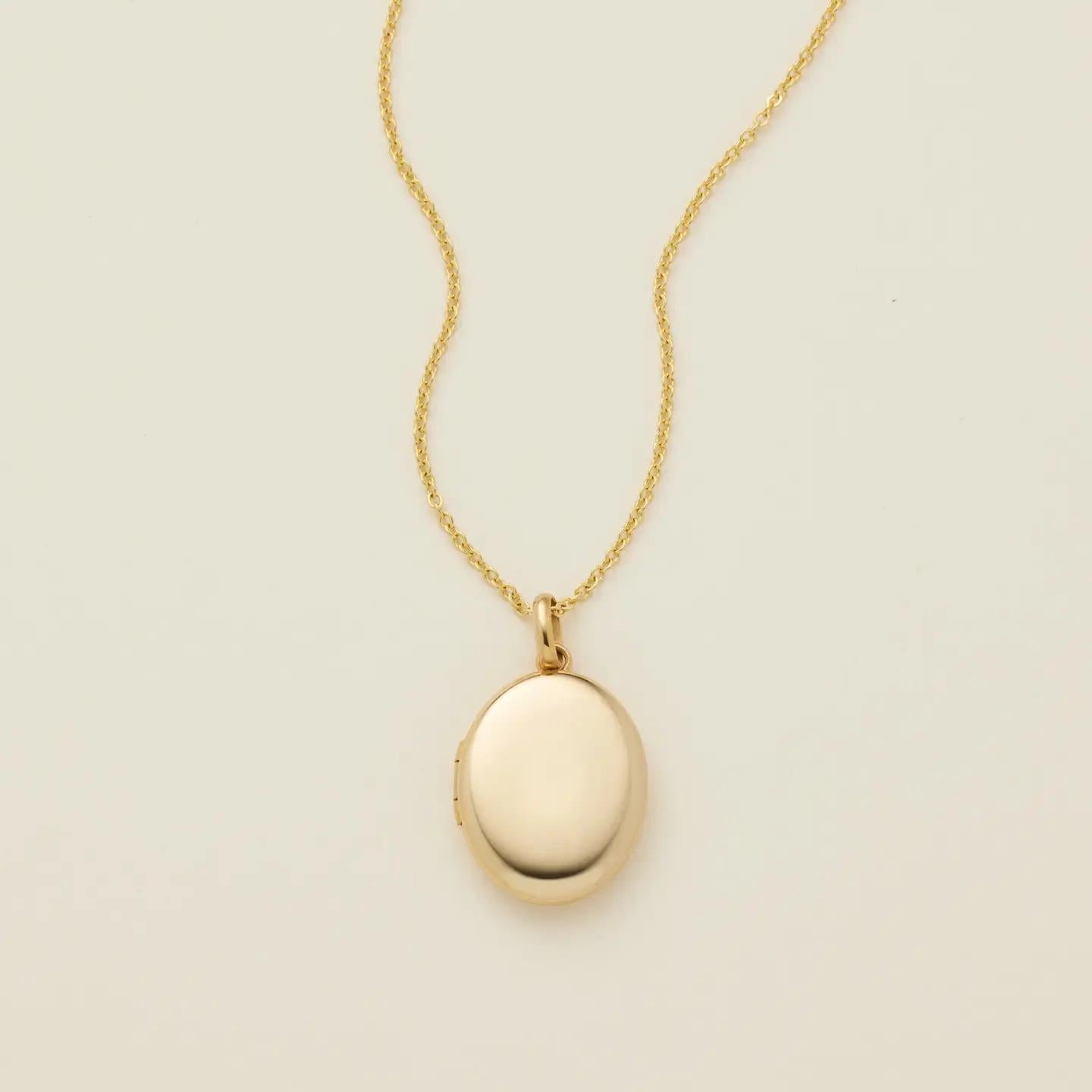 Made By Mary Mini Oval Locket Necklace - Gold