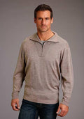 MENS SWEATER STETSON ELBOW PATCH KNIT IN BROWN