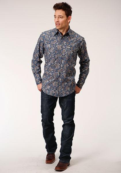 MENS L/S SHIRT   PERFORMANCE Y/D ALLOVER PRINT -SNAP  1263 RIVER PAISLEY PRINT