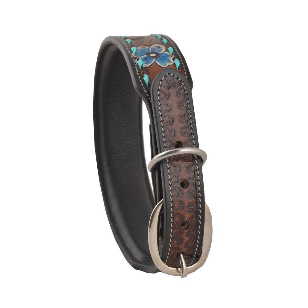 Scenic Hand-Tooled Leather Dog Collar S-5757
