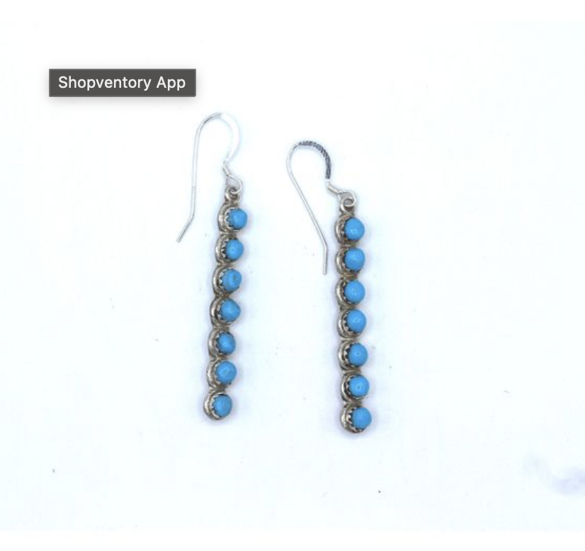 Zuni Handmade Kingman Turquoise Earrings Cordella Waknwa