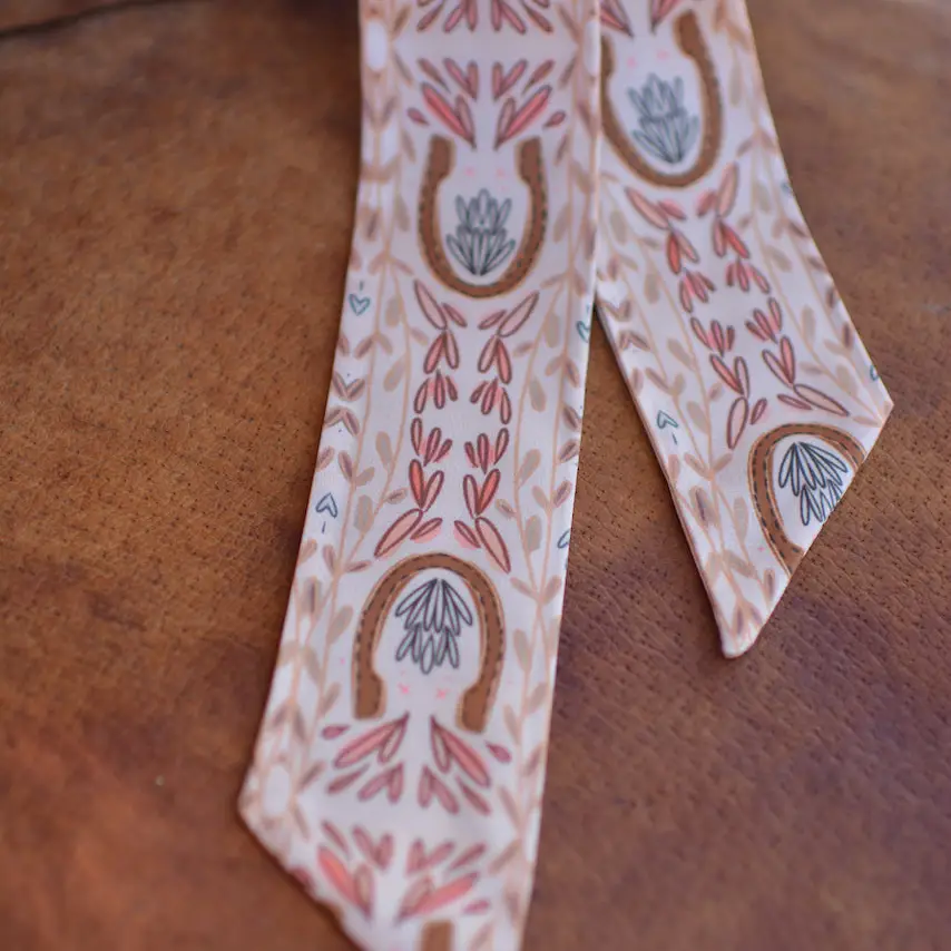 Western Harvest in Dusty Rose Silk Twilly Cowgirl Scarf