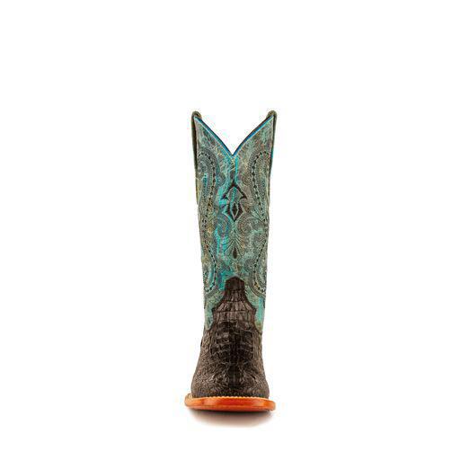 Ladies Print Caiman Stampede Blk/Turq S-Toe