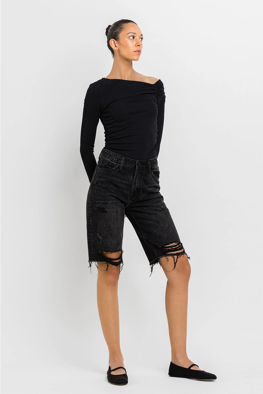 SUPER HIGH RISE BERMUDA RELAXED SHORTS | TAMMIE