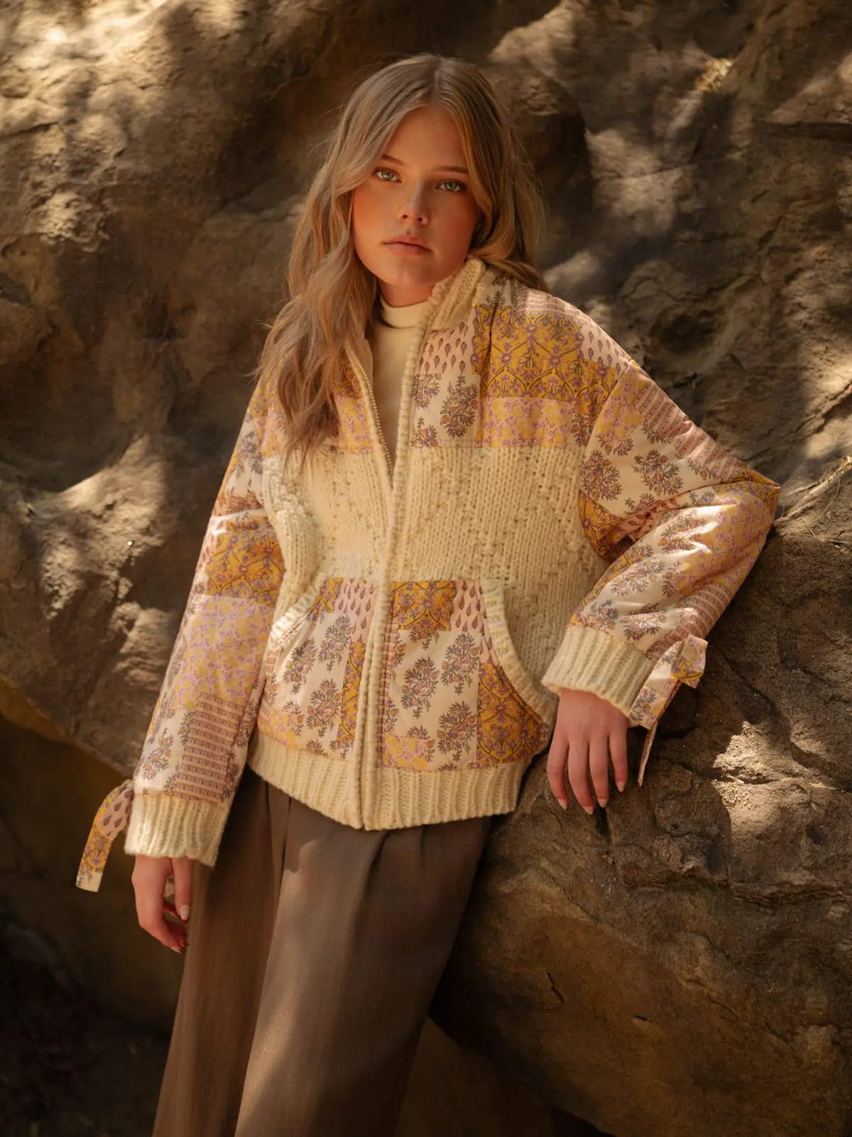 Mixed Media Patch Print Jacket