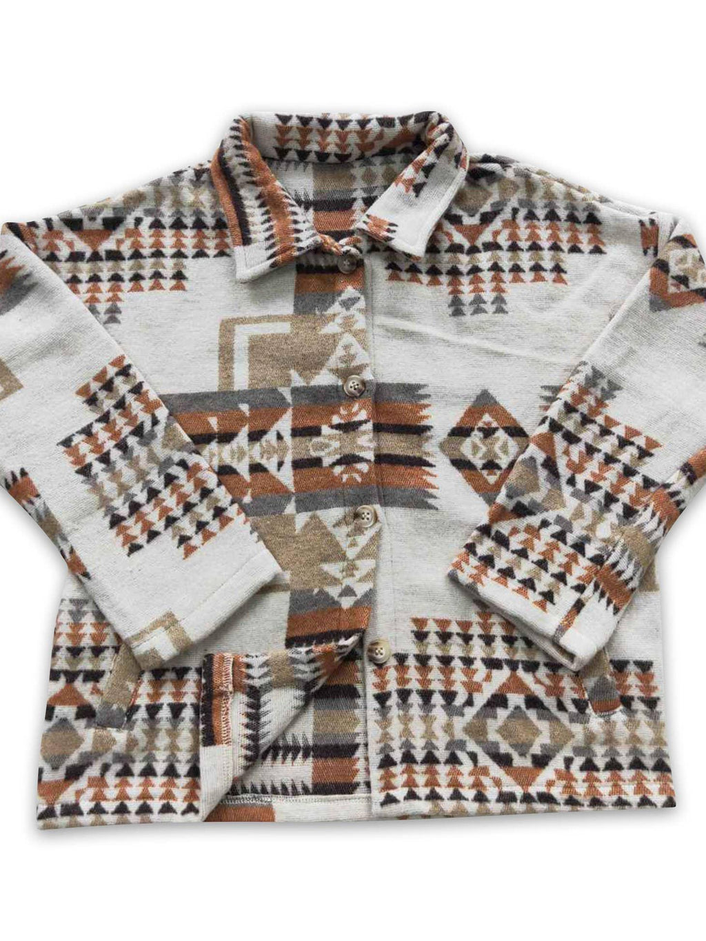 KIDS AZTEC PRINTED SHACKET - KHAKI