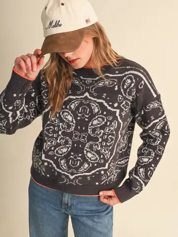 Paisley Knit Pullover Sweater
