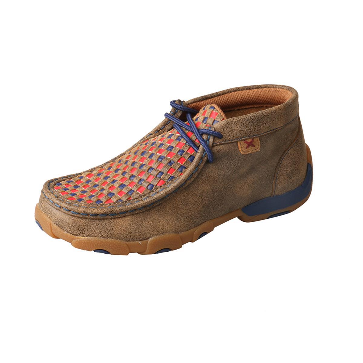 YOUTH DRIVING MOCCASINS - BOMBER/RED+BLUE YDM0038
