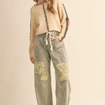 Whip Stitch Two-Tone Sweater - TAUPE BROWN