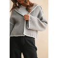Stitch Detailed Sweater Cardigan - Grey