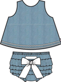 Baby Girls Light Wash Denim Ric Rac Swing Top & Bloomer Set