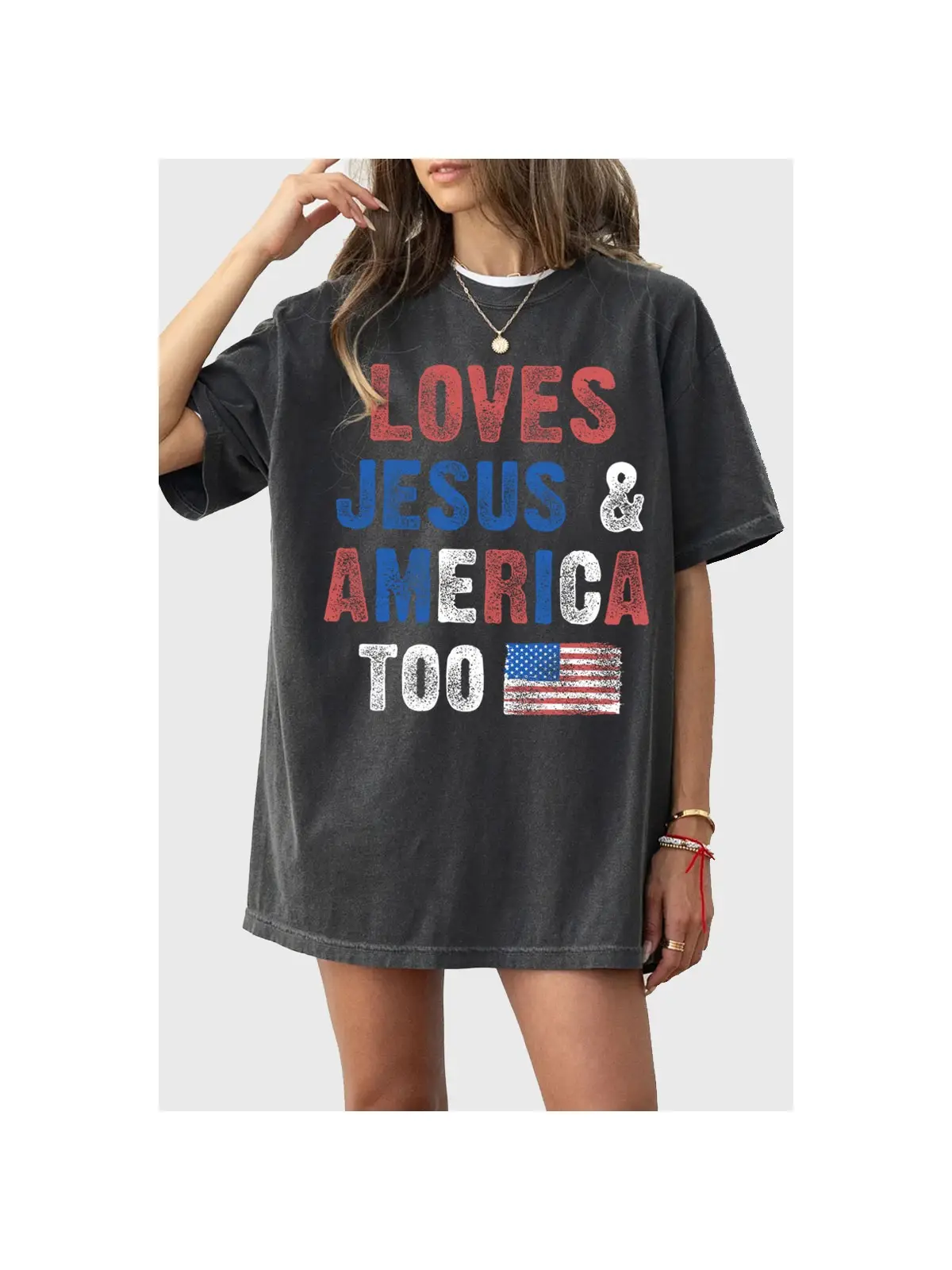 Love Jesus N America Too Mineral Graphic Tee