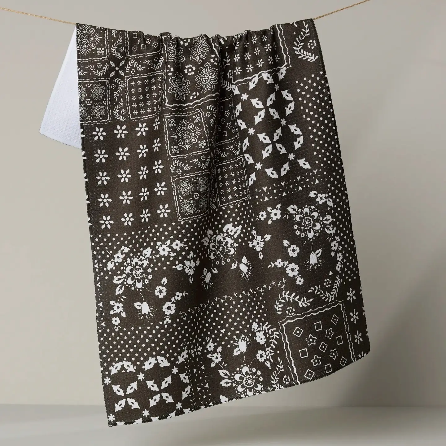 Blossoming Bandanna Brown Tea Towel