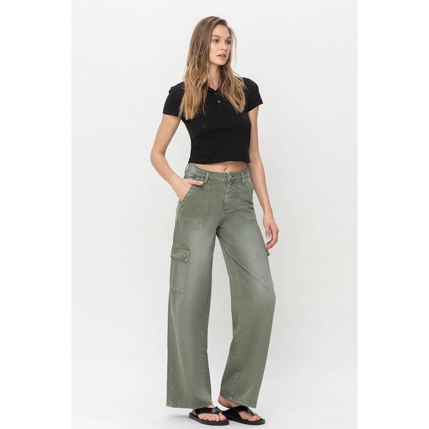 HIGH RISE STRAIGHT CARGO PANT | OLIVIA