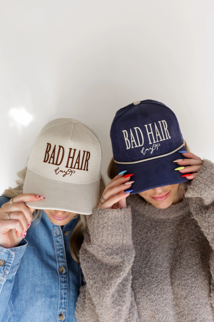 Bad Hair Day Trucker Hat - DARK DENIM CORDUROY