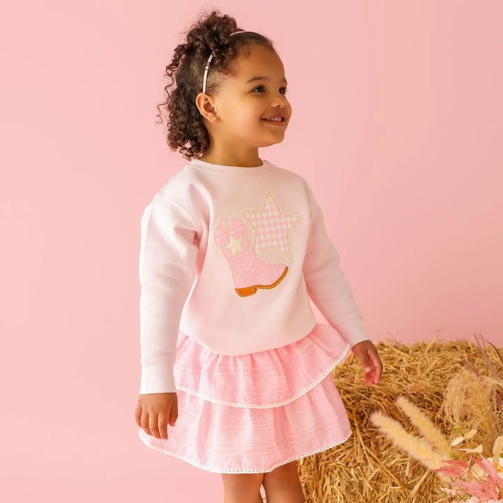 Bandana Cowgirl Patch Western Sweatshirt - Kids Clothing