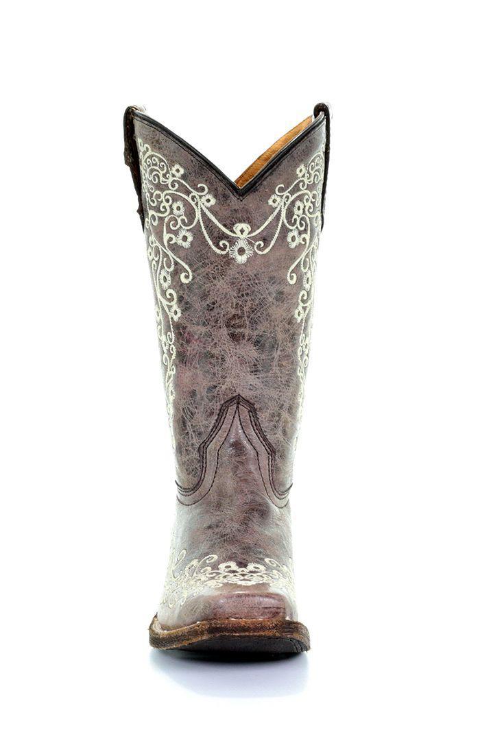 TN BROWN/ BONE EMBROIDERY SQ. TOE A2980