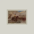Cowboy At Work Framed Antique Art 15x11