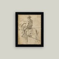 Man Riding A Horse Framed Antique Art