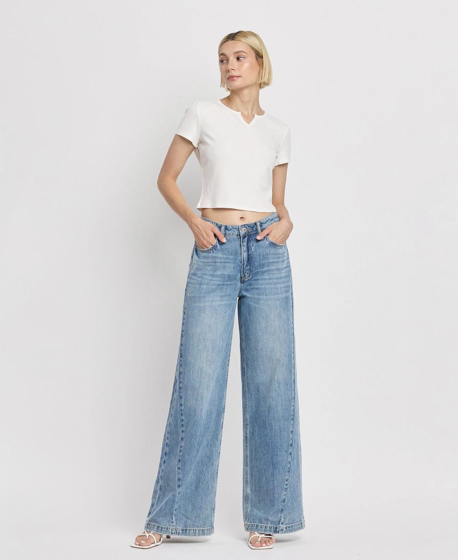 High Rise Seam Detail Wide Leg Jeans | Fulfillment